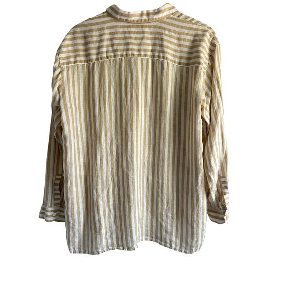 J.Jill Love Linen Medium 100% Linen Oversized‎ Striped Lagenlook Button Up Shirt - Picture 3 of 7